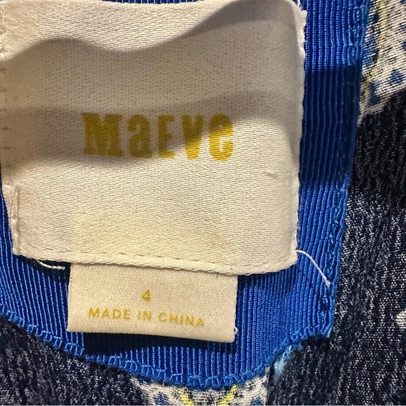 Anthropologie Maeve Eclipsed Midi Dress Stripe Paisley Mixed Print Blue Size 4 - Picture 8 of 12